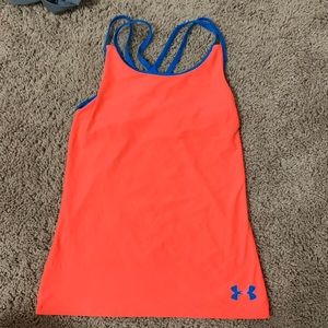 Under Armour orangish coral and blue girls tank size ymd